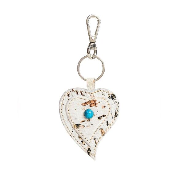 Myra Bag Hearts Love Key Fob/White/Brown - Picture 4 of 6